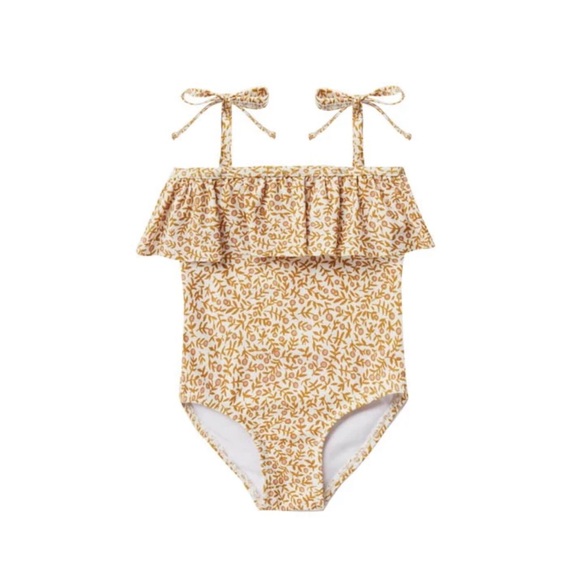 Rylee + Cru Other - Rylee + Cru marigold ruffle one piece swimsuit 12-18 tie straps
